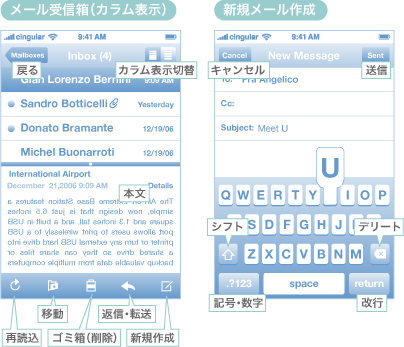 iPhoneのメール画面